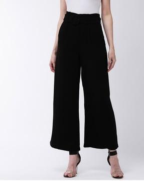 wide leg high rise trousers