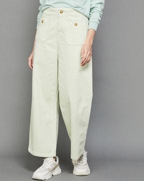 wide leg jeans with patch pockets