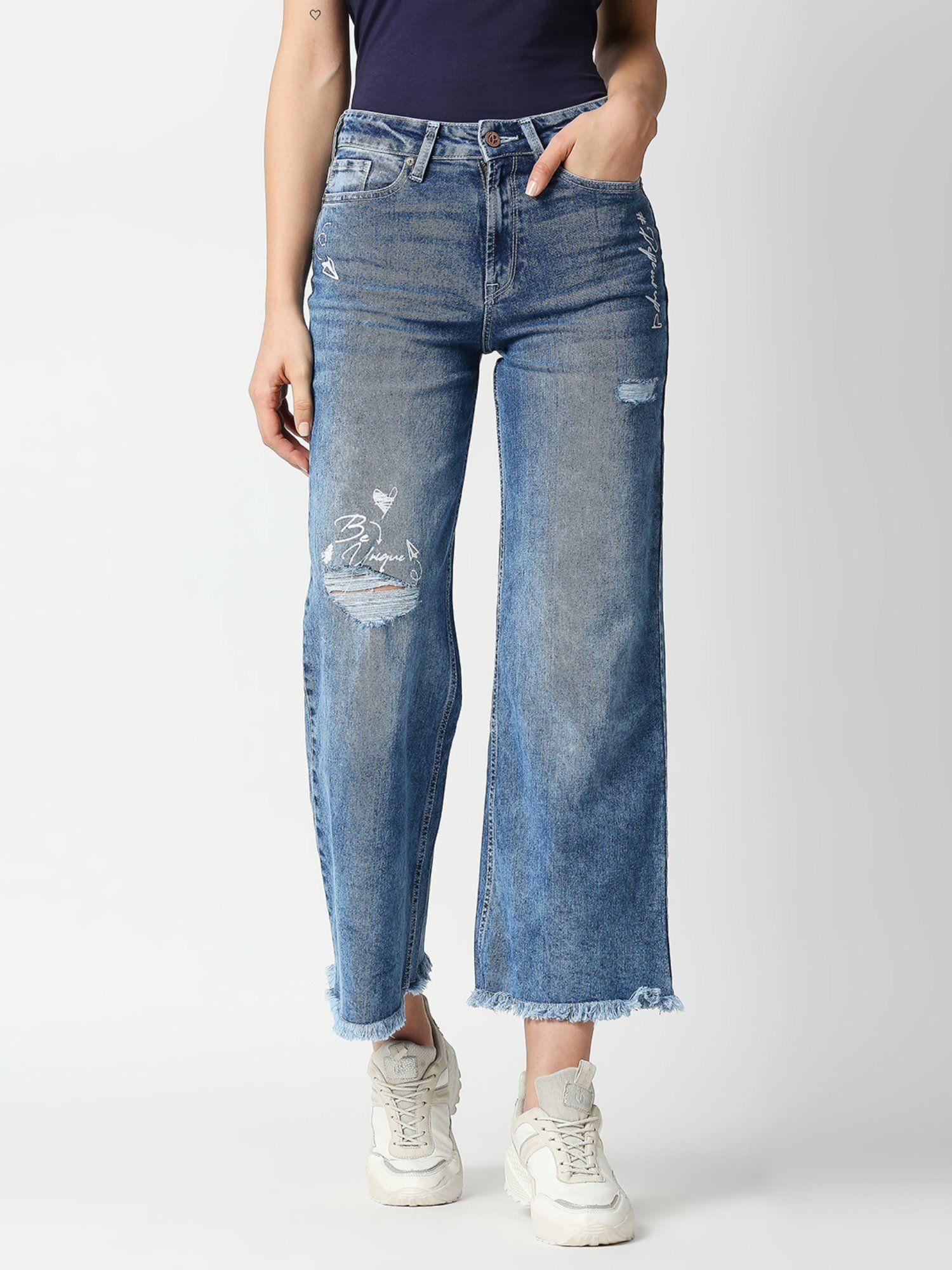 wide leg loose fit high waist jeans