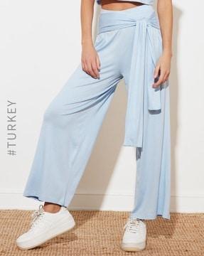 wide leg pants with tie-up