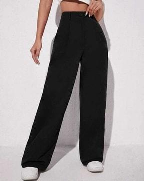 wide-leg pleat-front pants