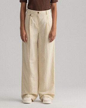 wide-leg pleat-front trousers