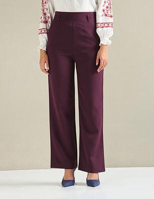 wide leg solid trousers