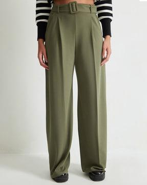 wide leg tailored fit trousers