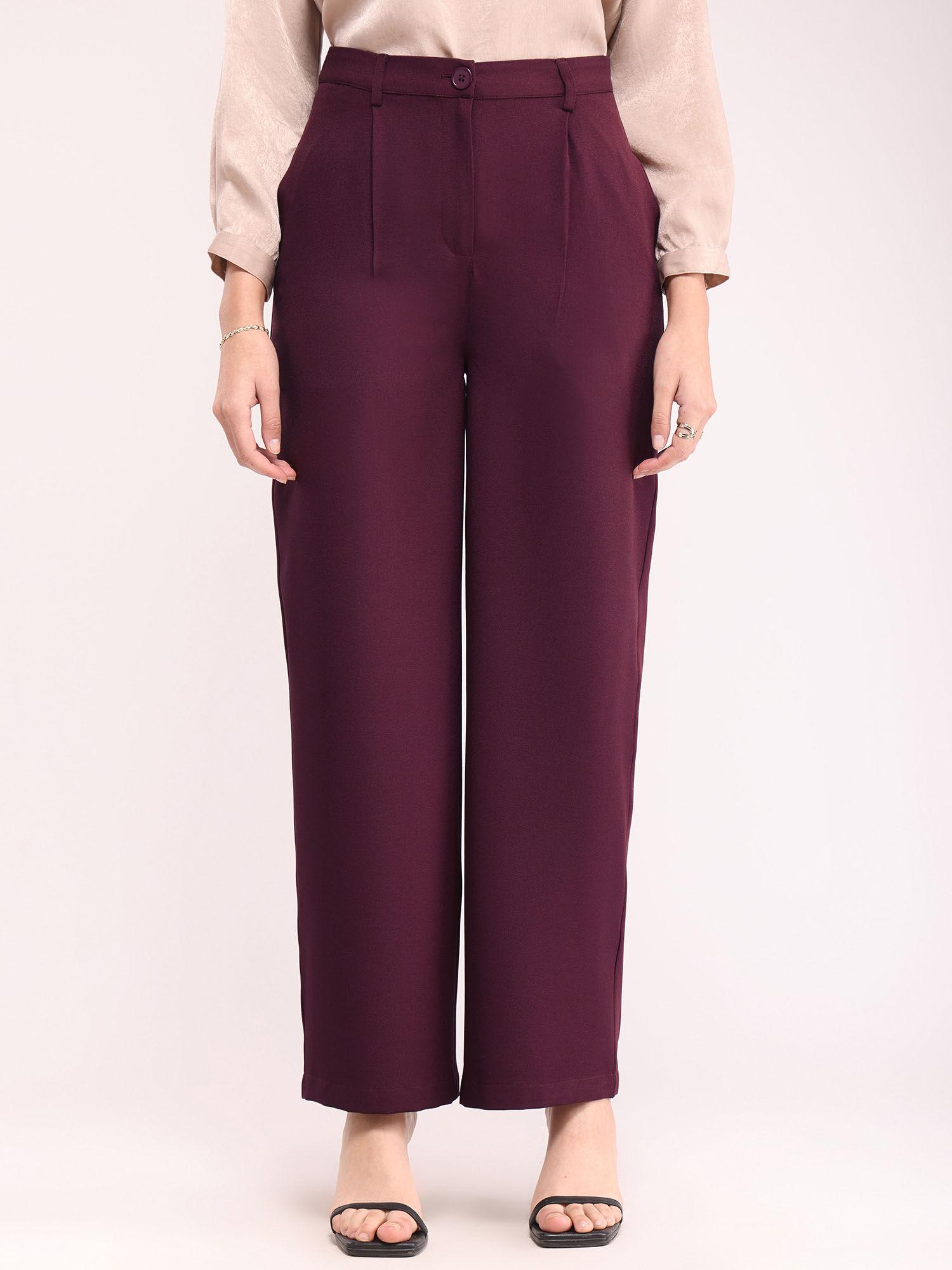 wide leg trouser - wine