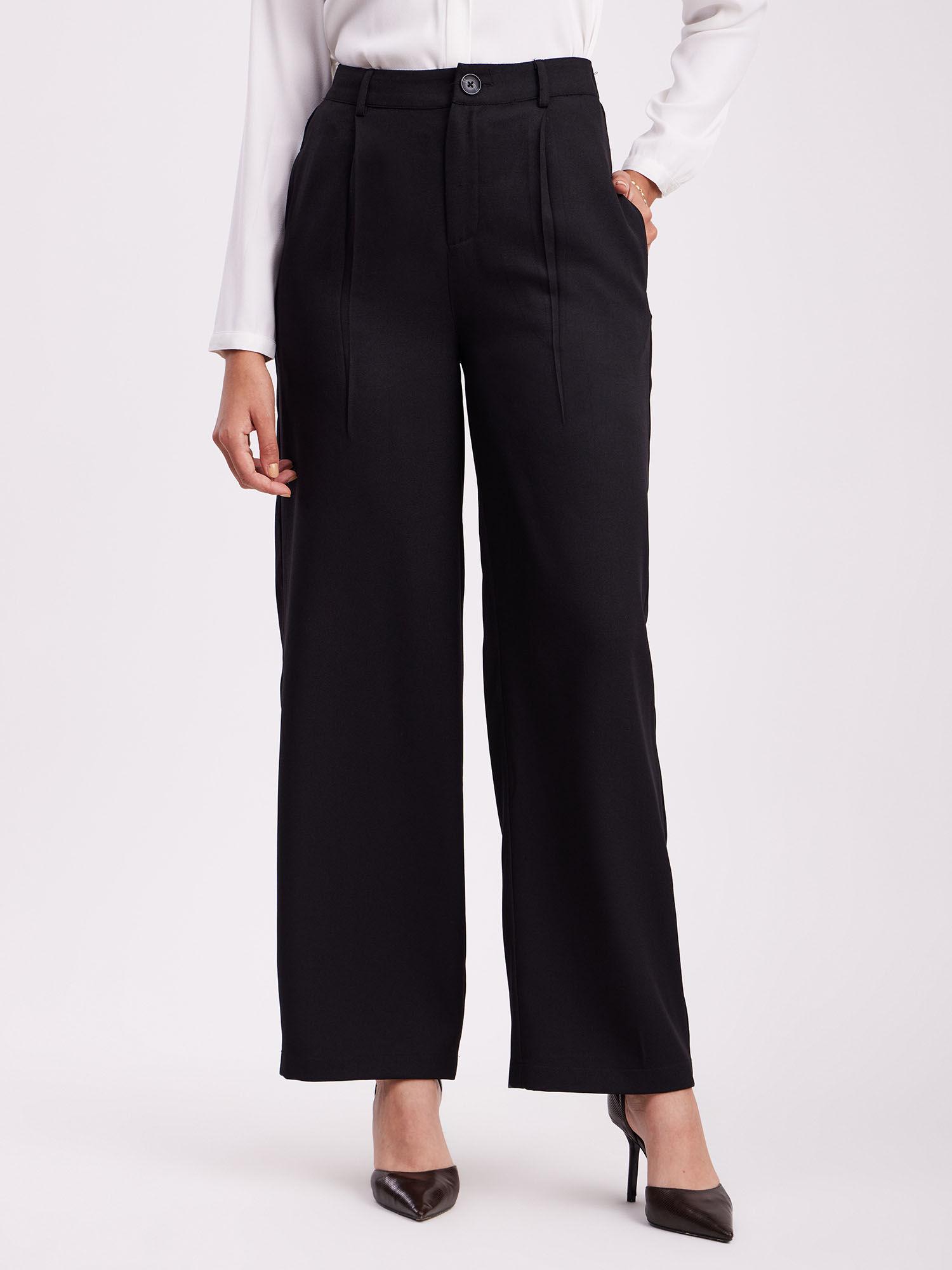 wide leg trousers - black