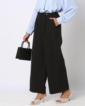 wide leg trousers with button detail