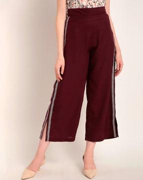 wide-leg trousers with contrast taping