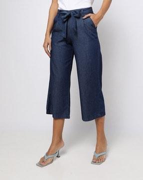 wide legged culottes with belt