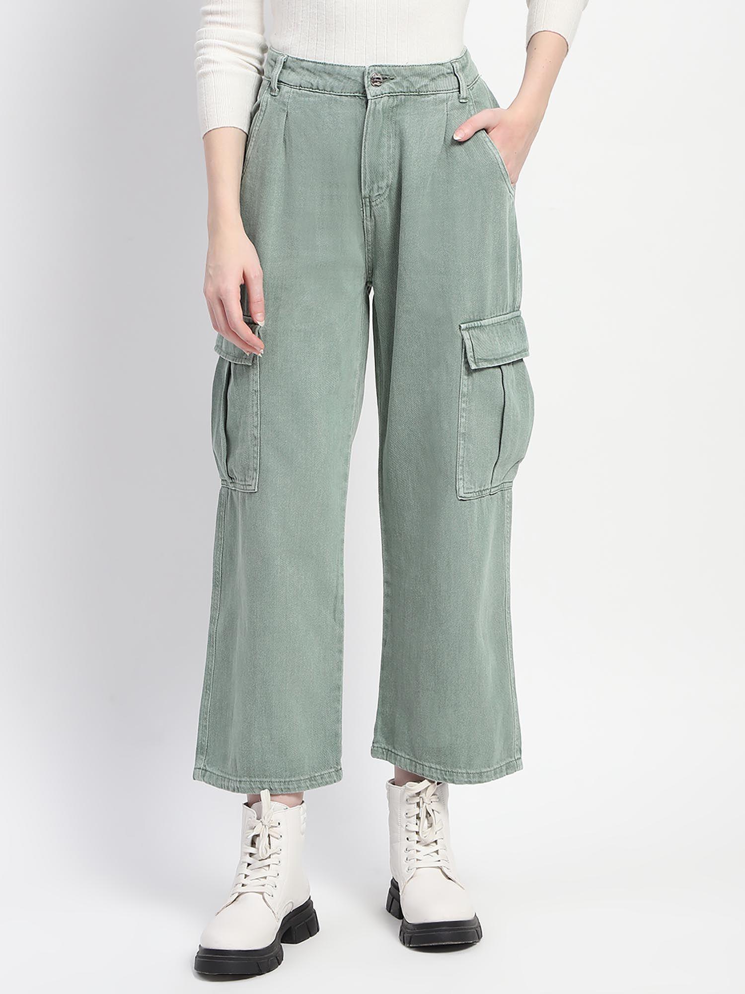 wide legged function green cargo pant