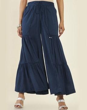 wide palazzos with elasticated waist