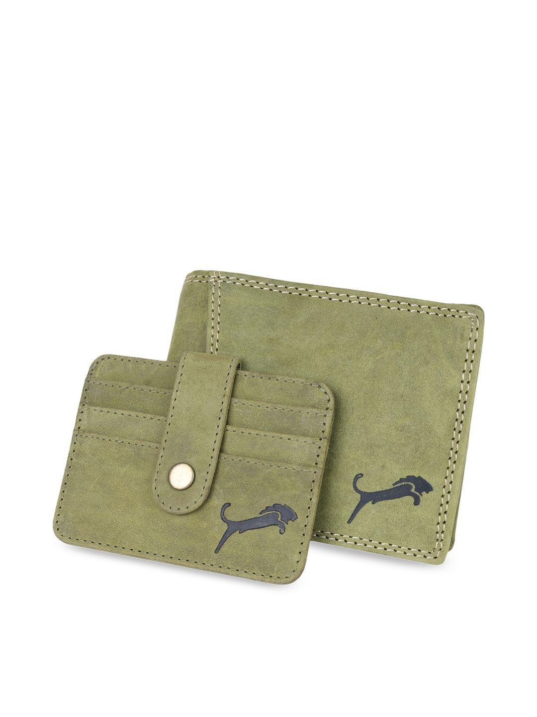 wild edge  olive green solid genuine leather accessory gift set