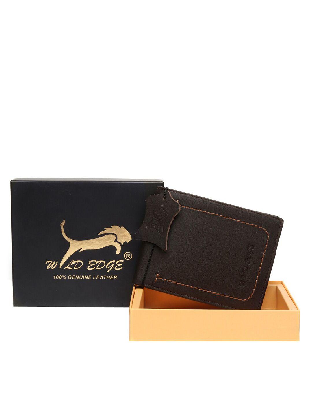 wild edge men brown leather two fold wallet