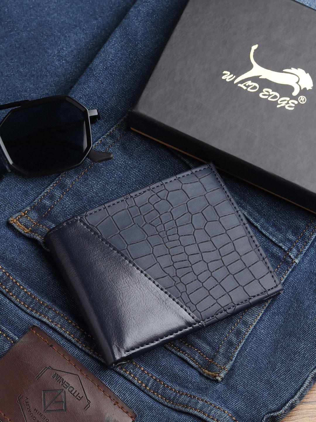 wild edge men geometric textured two fold wallet