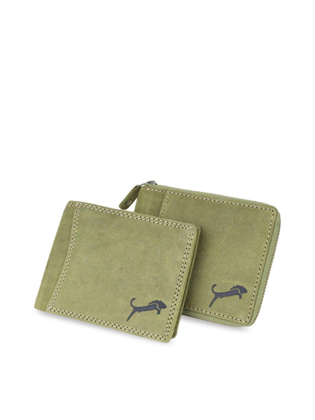 wild edge olive-green solid genuine leather accessory gift set