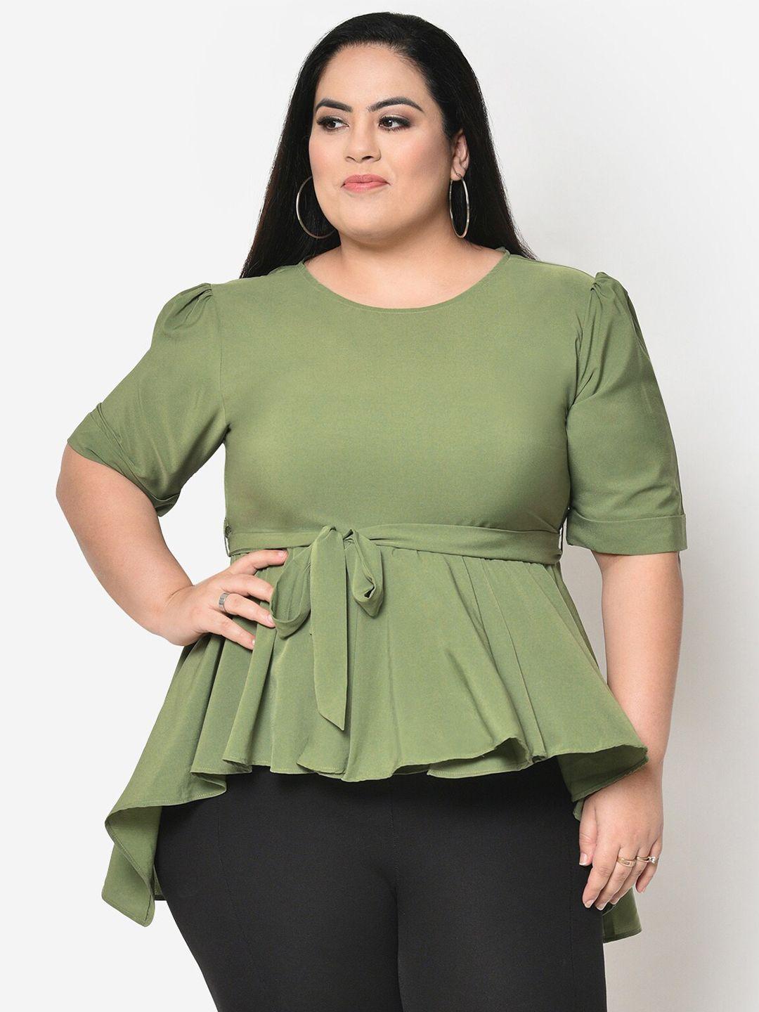 wild u green crepe high low peplum plus size top