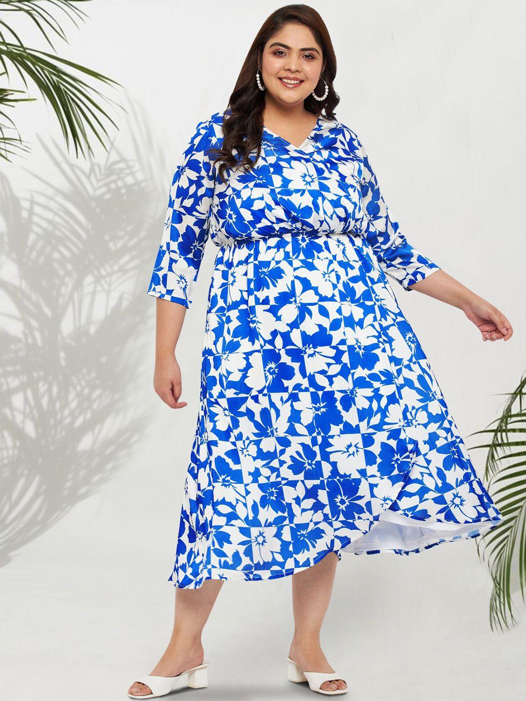 wild u plus size floral printed wrap midi dress