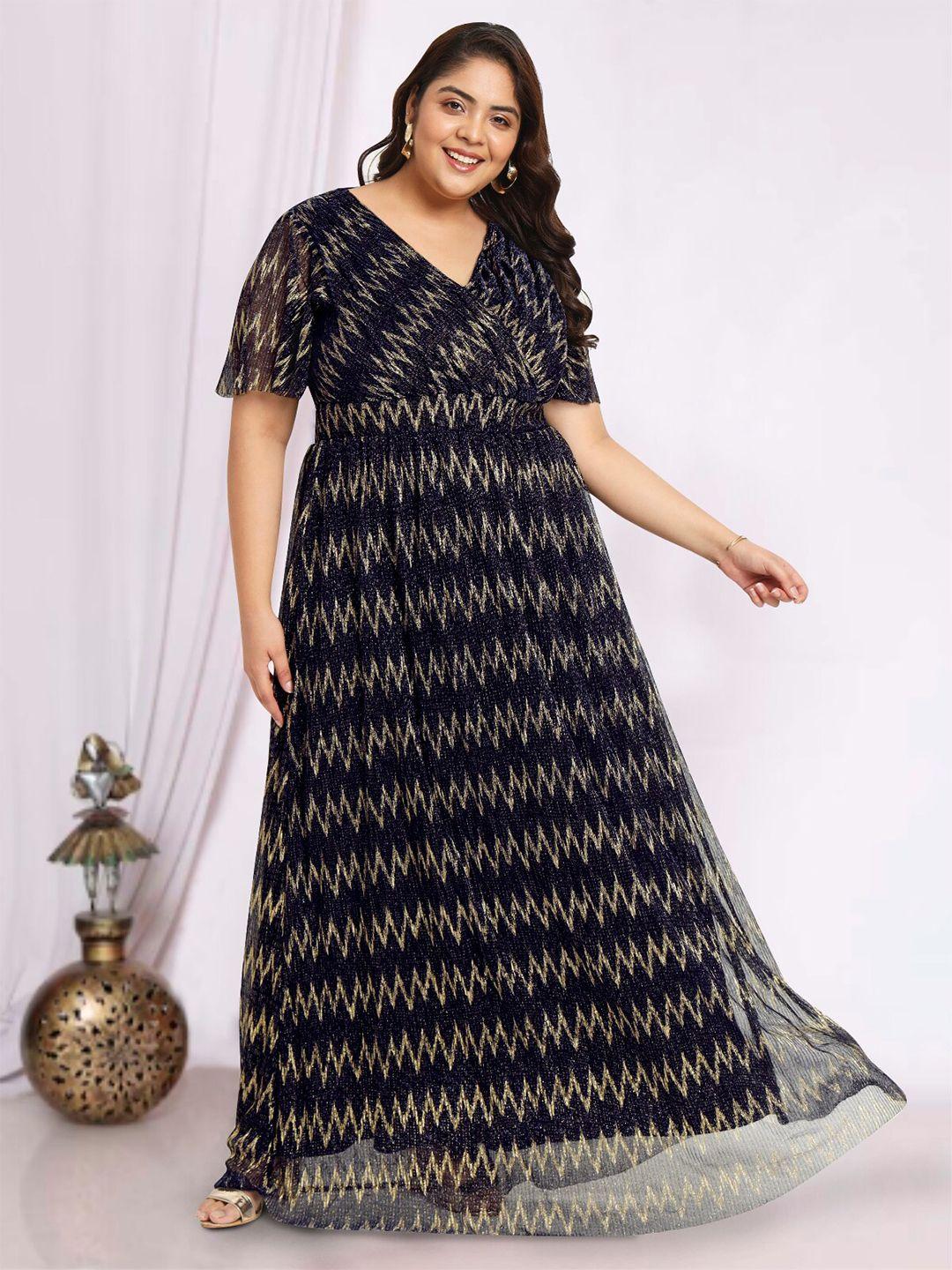 wild u plus size geometric printed maxi dress