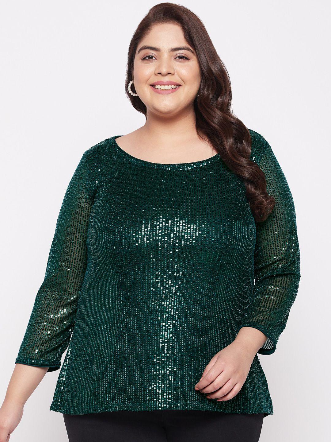 wild u plus size sequinned embellished top