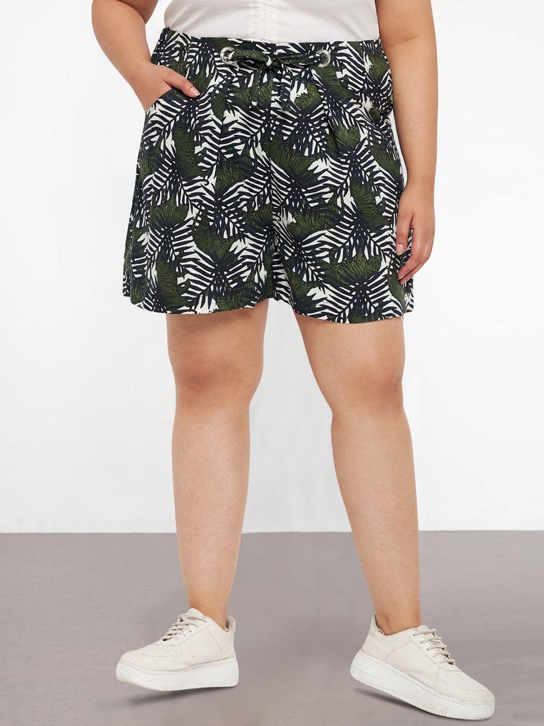 wild u women plus size tropical printed loose fit shorts