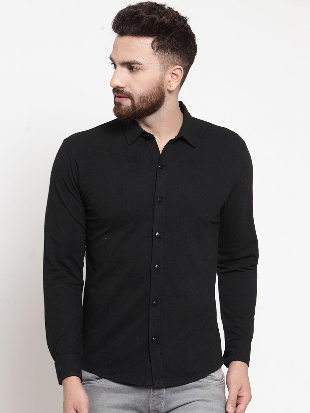 wild west men black regular fit solid casual shirt