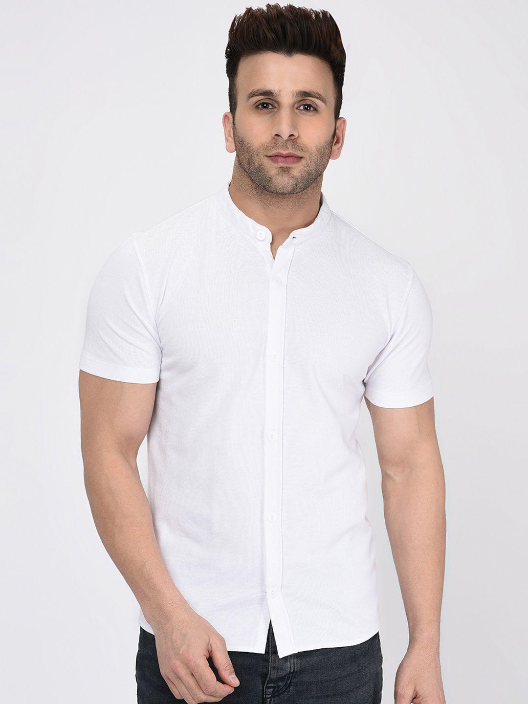 wild west men white regular fit solid casual shirt