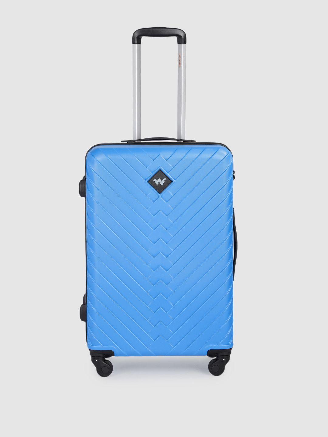 wildcraft blue citron textured hard sided medium trolley suitcase