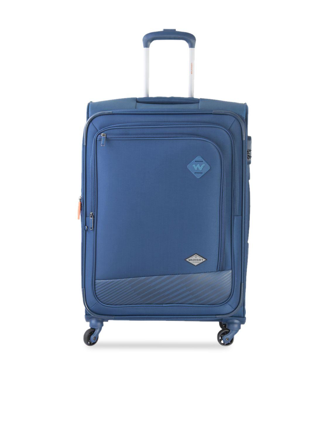 wildcraft blue solid soft-sided medium trolley suitcase