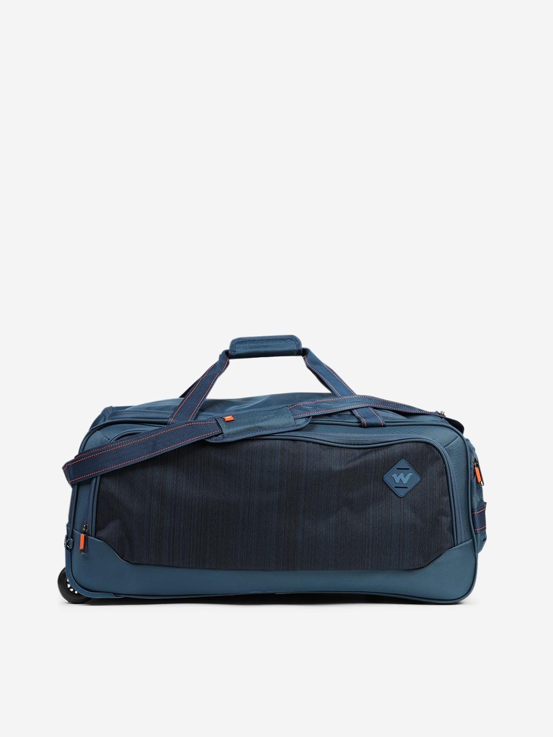 wildcraft navy blue & teal colourblocked trolley bags