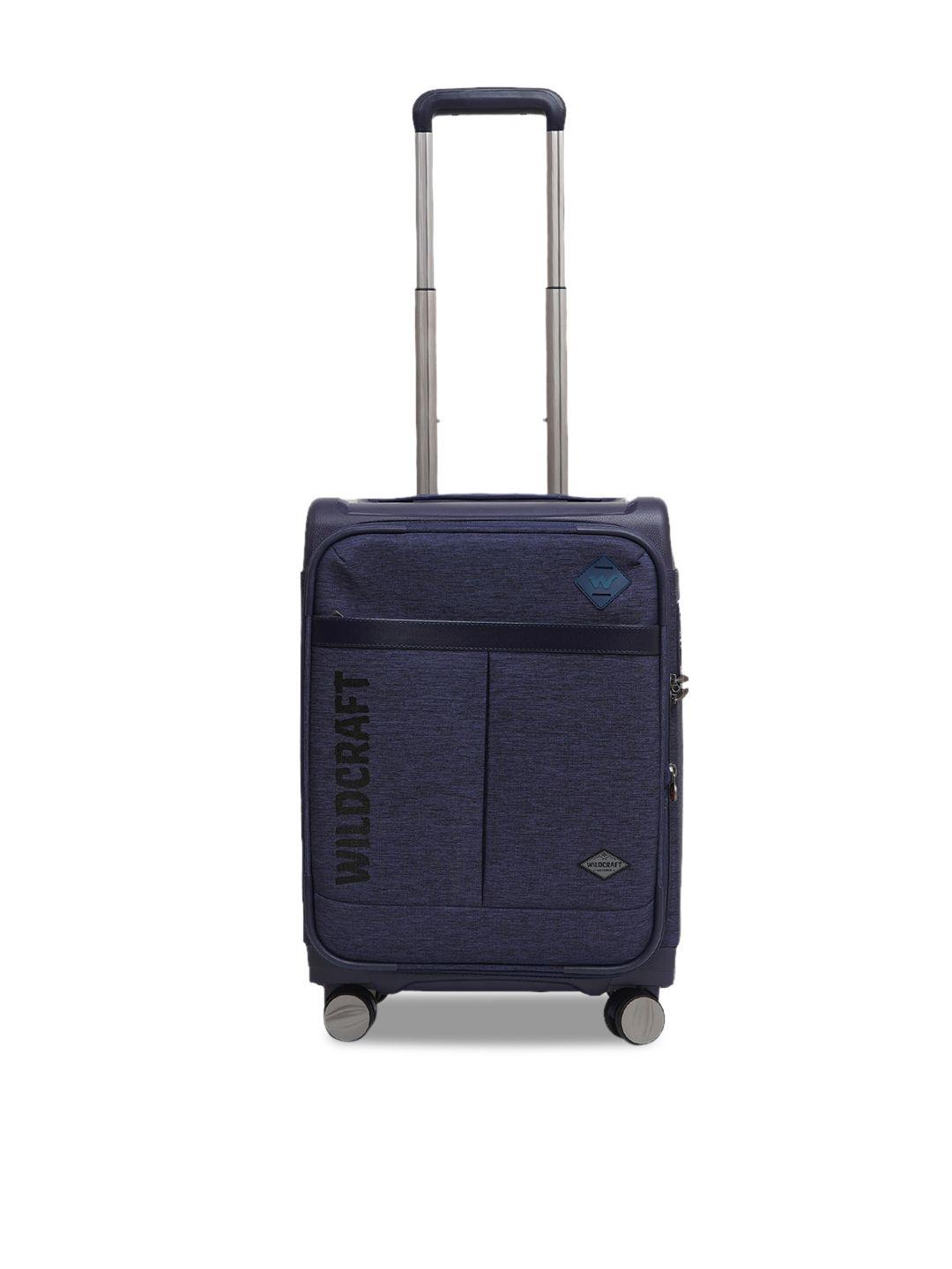 wildcraft navy blue solid soft-sided large trolley suitcase