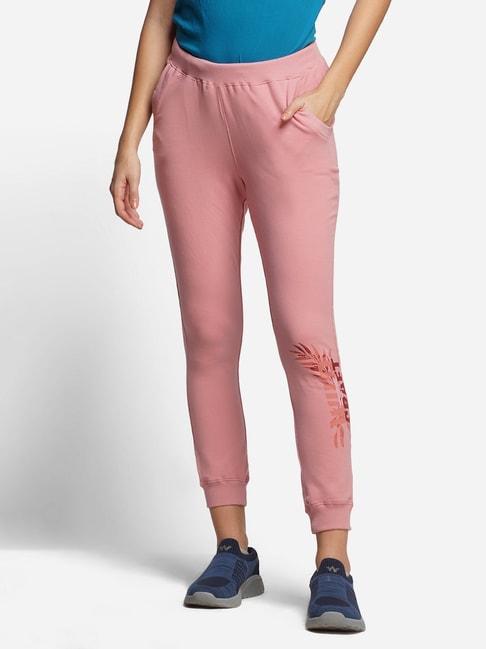 wildcraft pink printed mid rise joggers