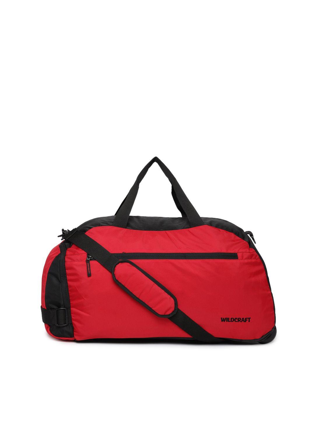 wildcraft unisex black & red colourblocked duff 5 trolley duffel bag