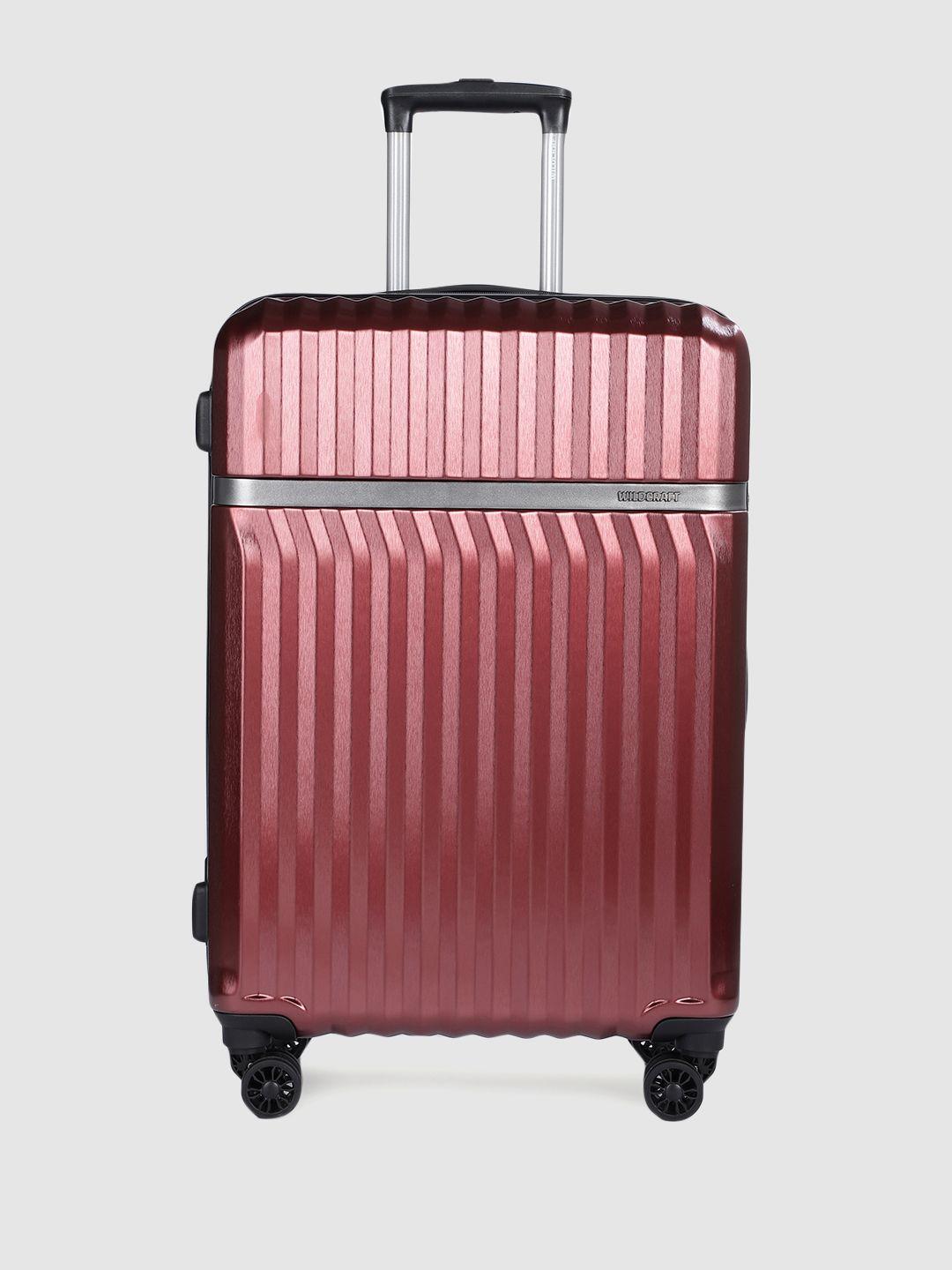 wildcraft unisex canopus brick_red medium textured hard sided trolley suitcase