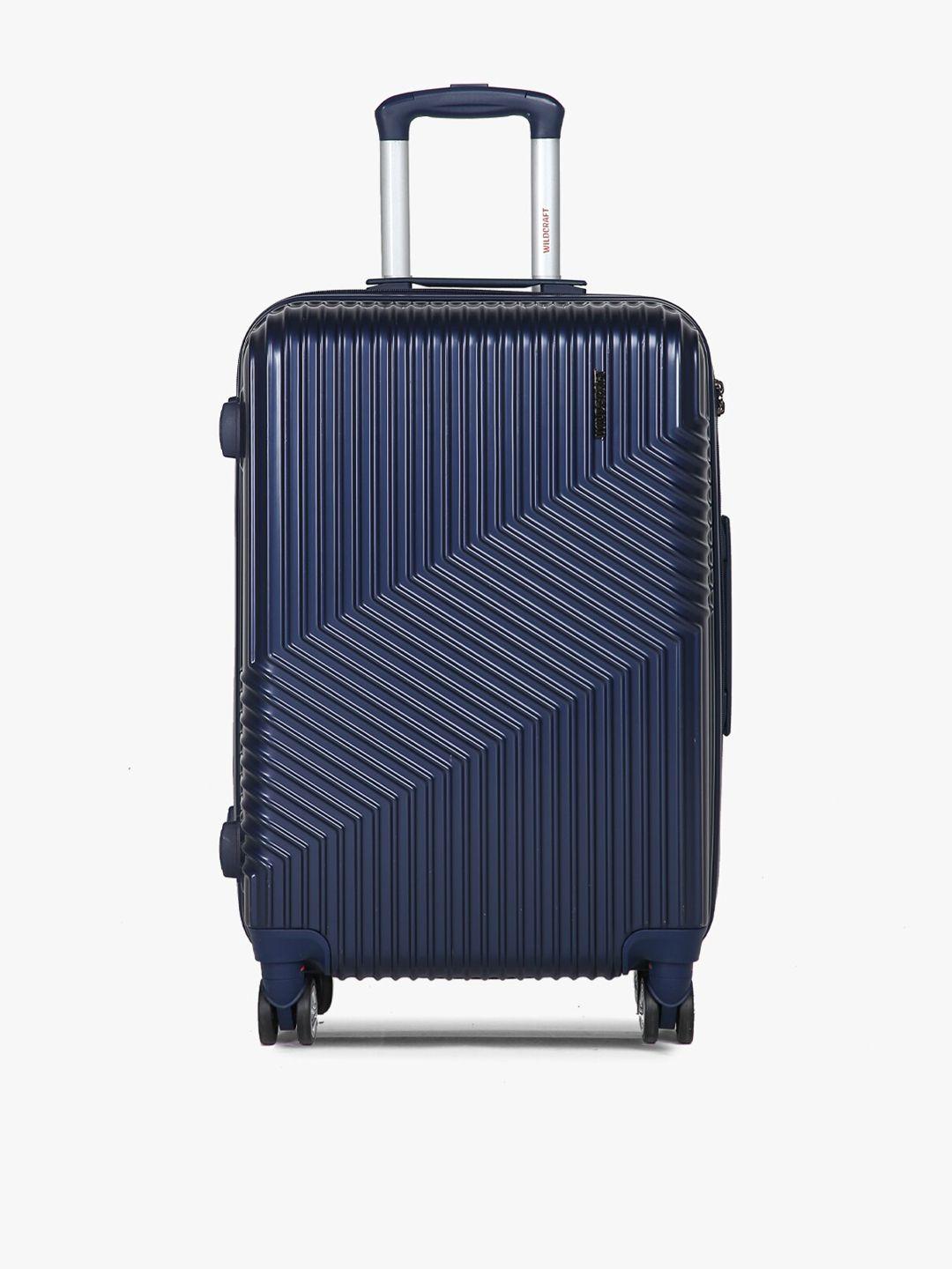 wildcraft unisex navy blue textured hard-sided large trolley suitcase