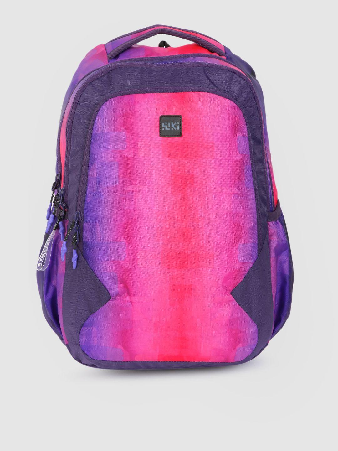 wildcraft unisex purple & pink graphic backpack