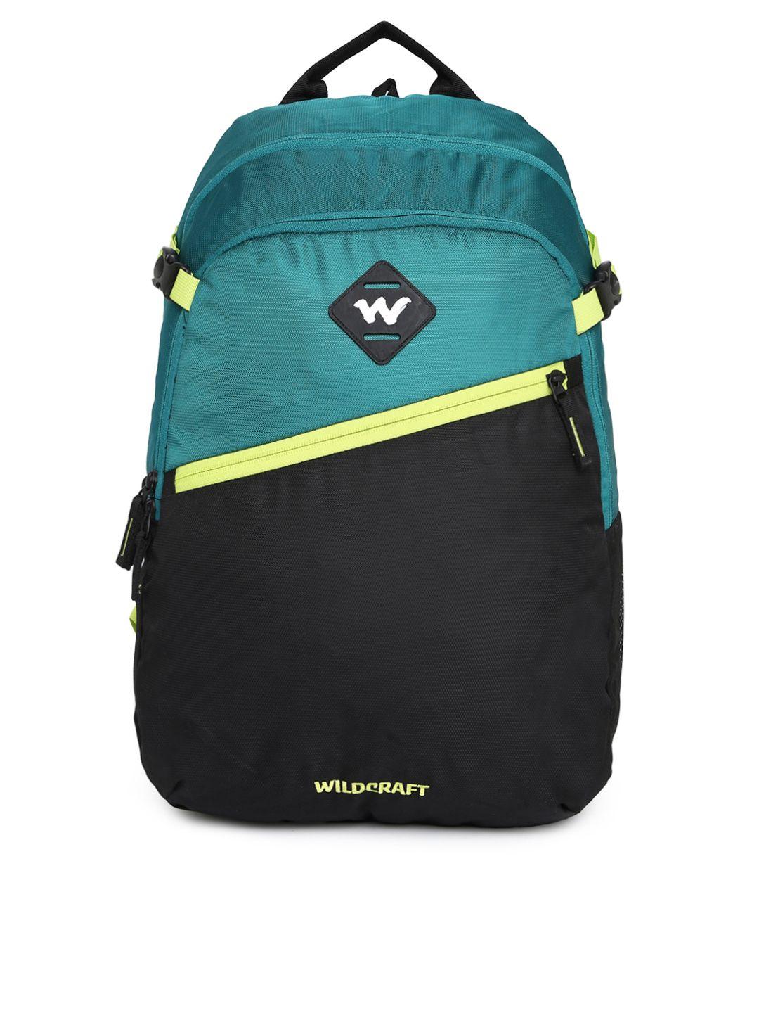wildcraft unisex teal green & black colourblocked faber laptop backpack