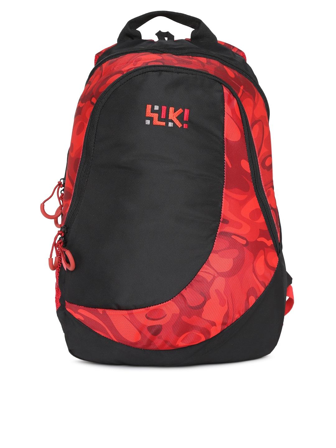wildcraft women red & black colourblocked backpack