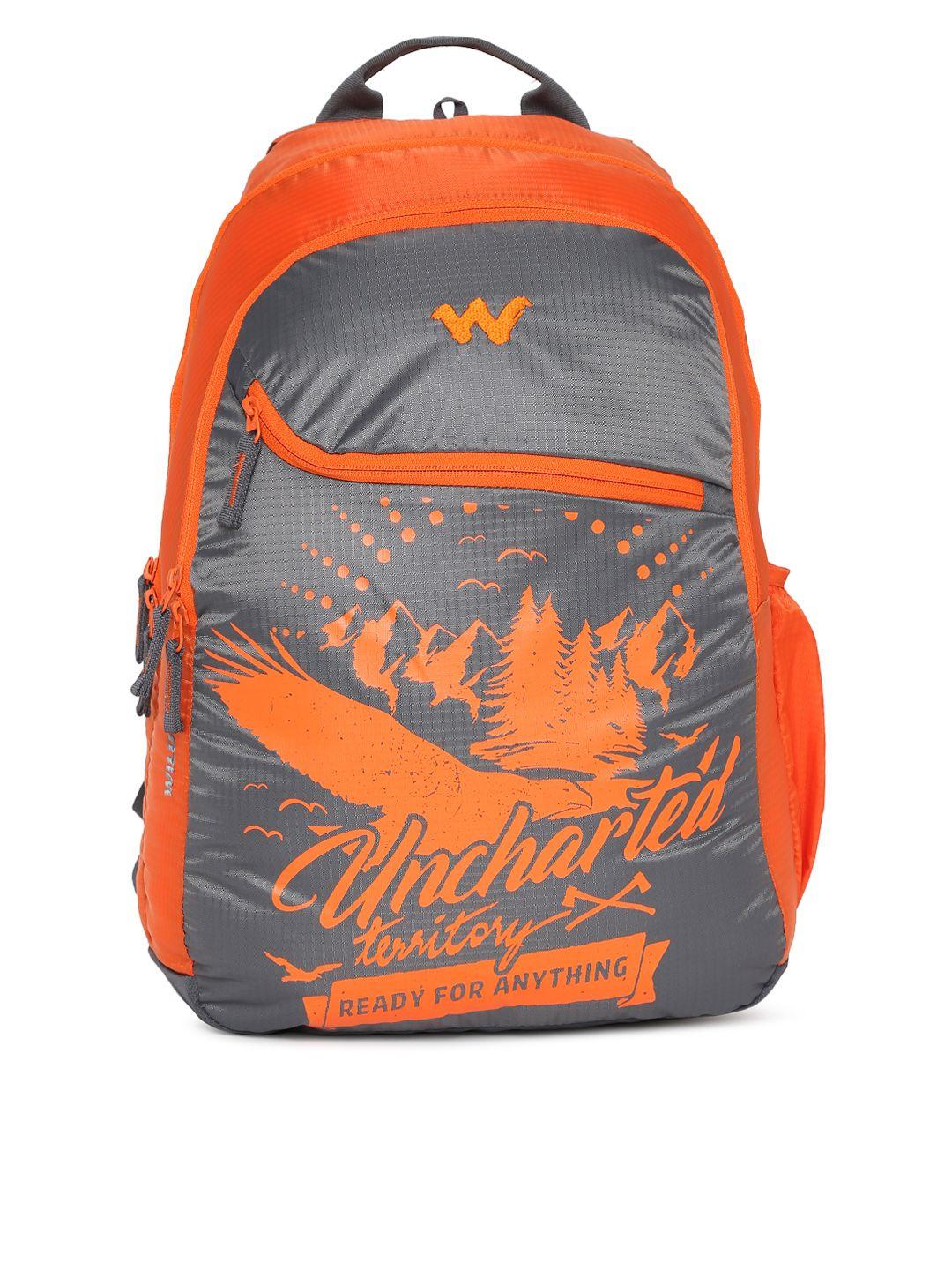 wildcraft 3 wild unisex orange & grey graphic backpack