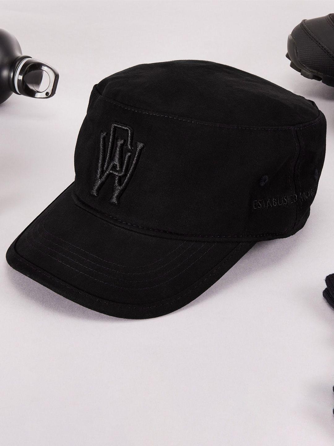 wildcraft adults black brand logo embroidered cotton baseball cap