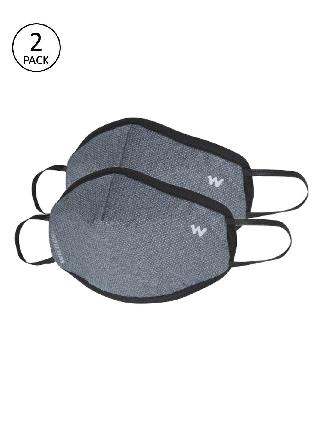 wildcraft adults grey 2 pcs 3 ply w95+ protective outdoor masks