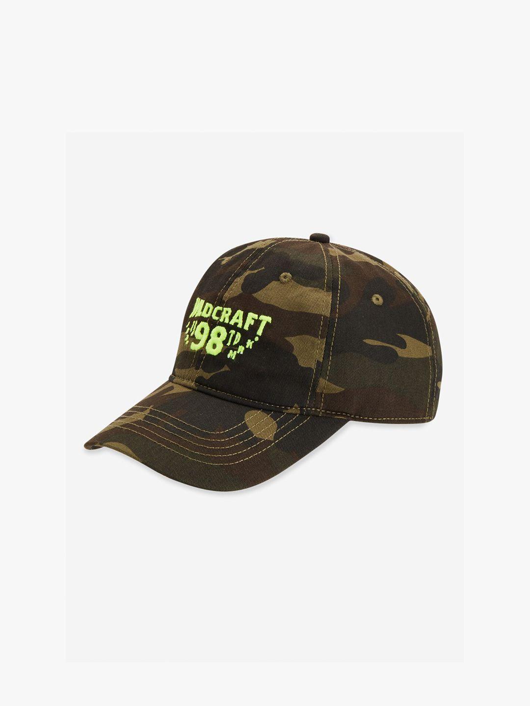 wildcraft adults olive green & green printed cotton baseball cap