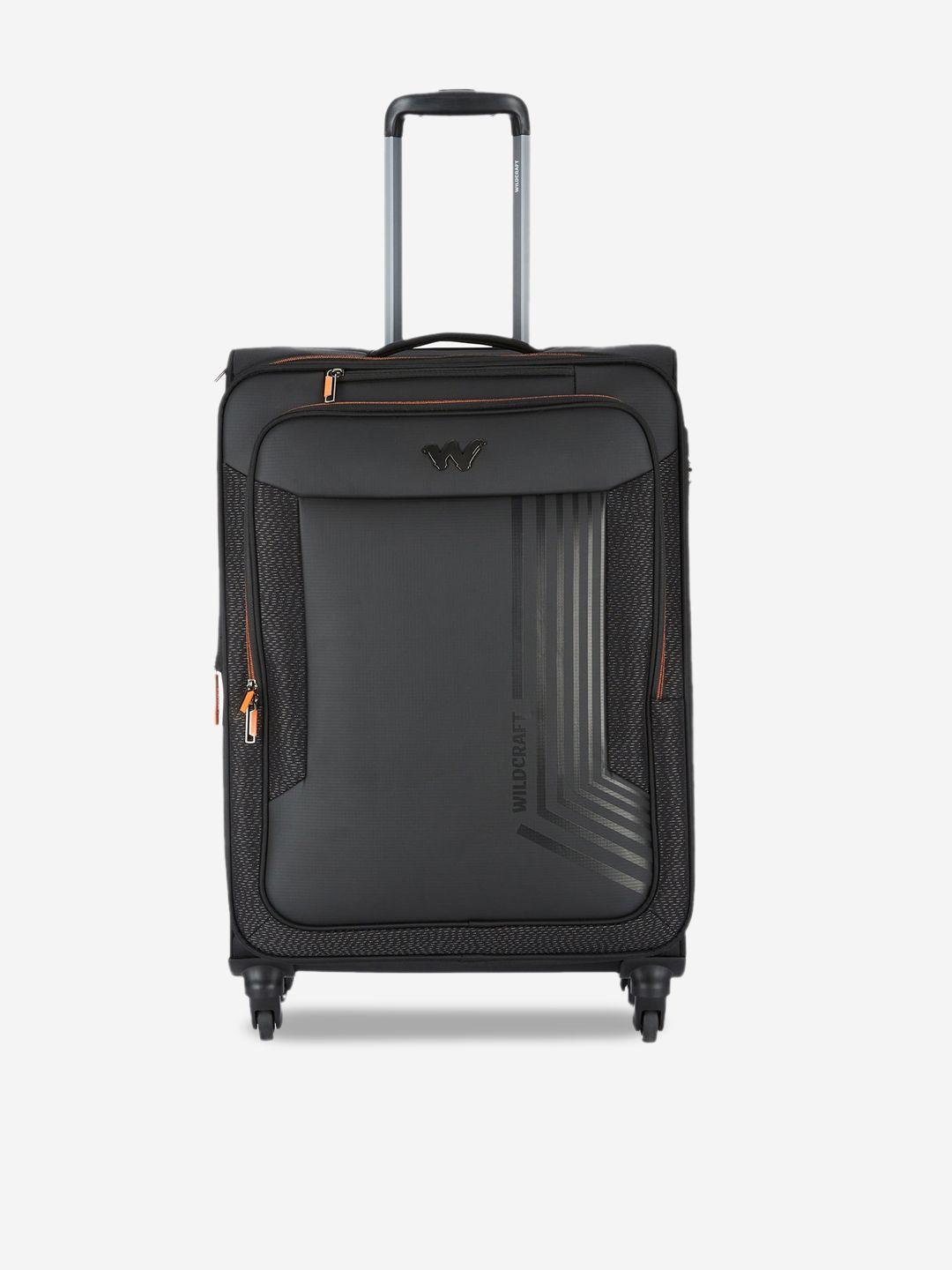 wildcraft apollo brand logo print 360' rotation soft-sided cabin trolley bag
