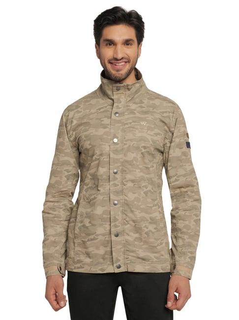 wildcraft beige cotton regular fit camouflage jacket