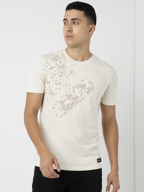 wildcraft beige cotton regular fit printed t-shirt