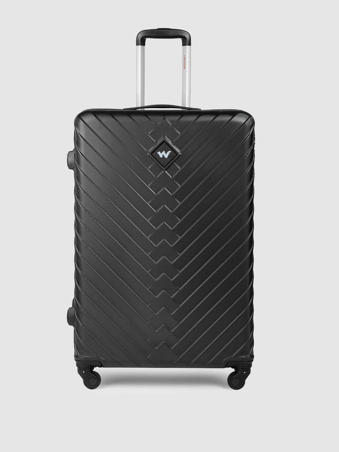 wildcraft black citron textured hard sided large trolley suitcase