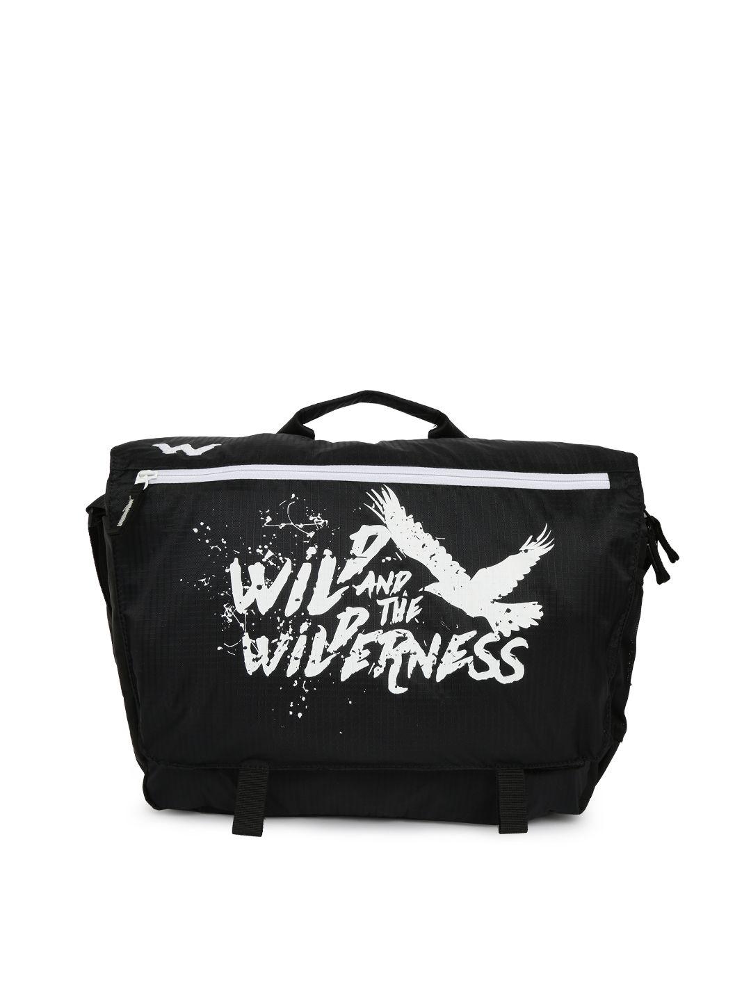 wildcraft black printed sling bag