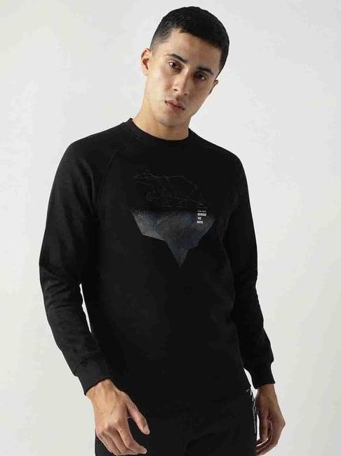 wildcraft black regular fit printed sweatshirt