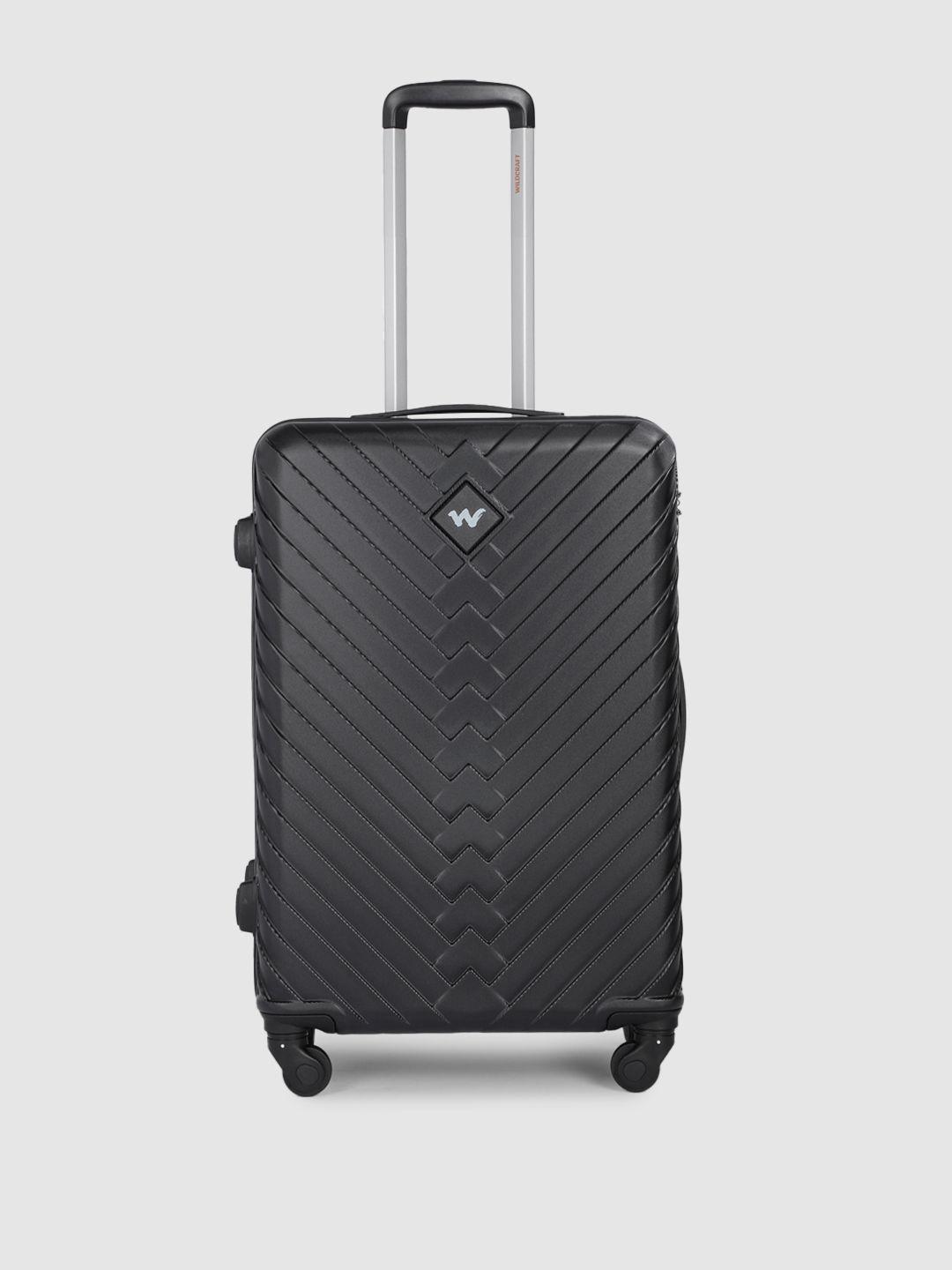 wildcraft black textured citron medium trolley suitcase