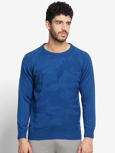 wildcraft blue regular fit camouflage sweater