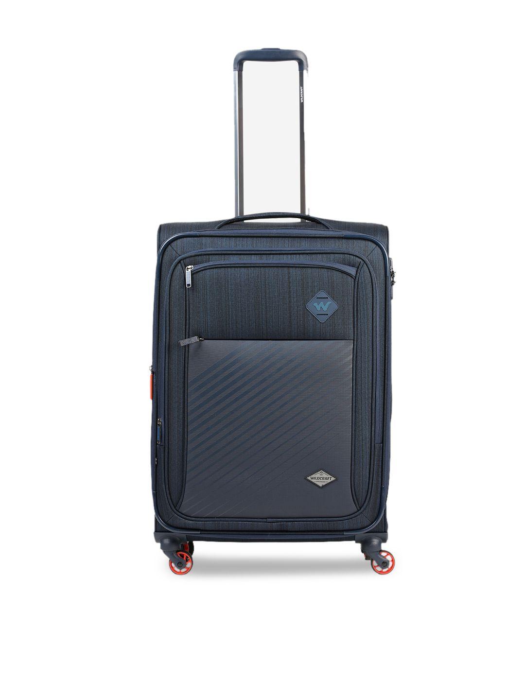 wildcraft blue solid soft-sided medium trolley suitcase